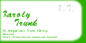 karoly trunk business card